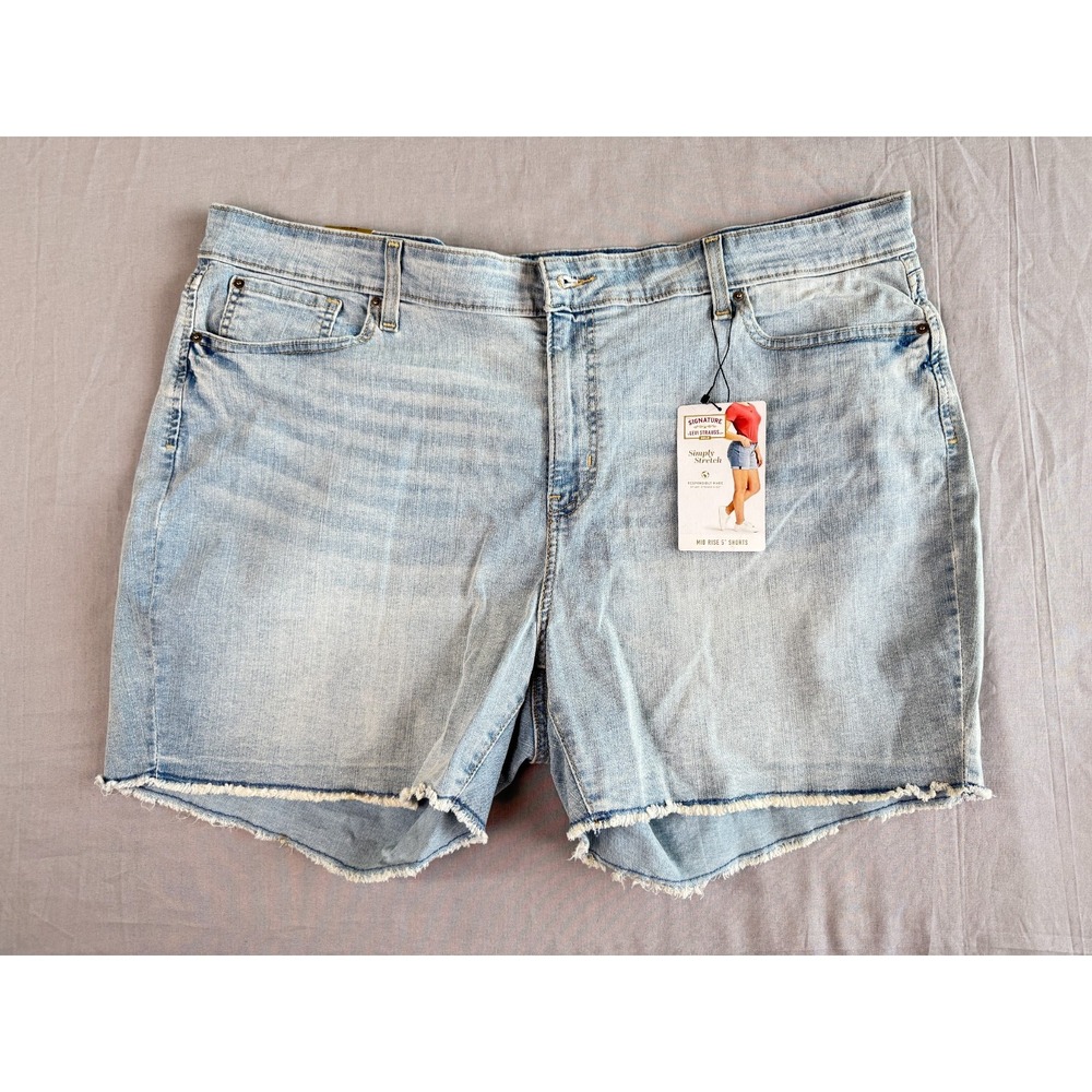 Signature Levi Strauss Gold SZ 22 Bermuda Jean Mid-Rise 5" Shorts Stretch NWT